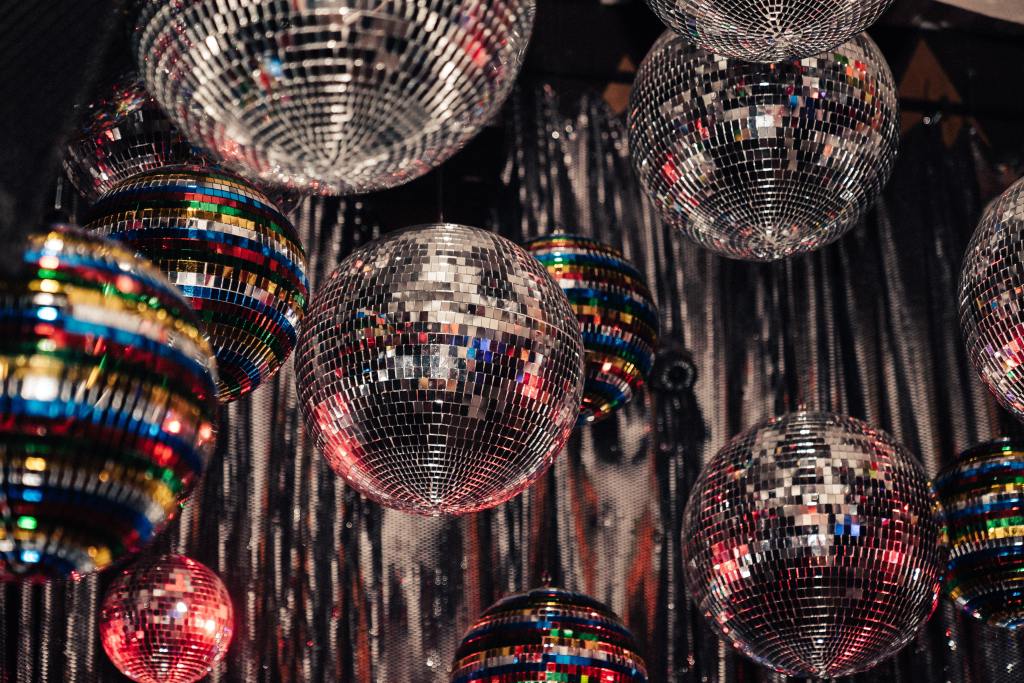 Disco balls for a city pop vibe.